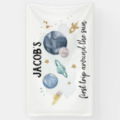 宇宙惑星ボーイファースト誕生日背景 横断幕 (縦)