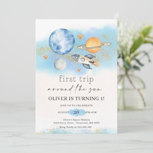 宇宙惑星ボーイファースト誕生日 招待状 (スタンド正面)