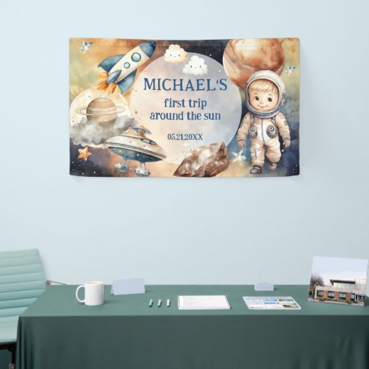 宇宙惑星ボーイファースト誕生日 横断幕 (トレードショー)