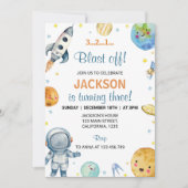 宇宙惑星ボーイ銀河系誕生日招待状 招待状 (正面)