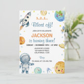 宇宙惑星ボーイ銀河系誕生日招待状 招待状 (スタンド正面)