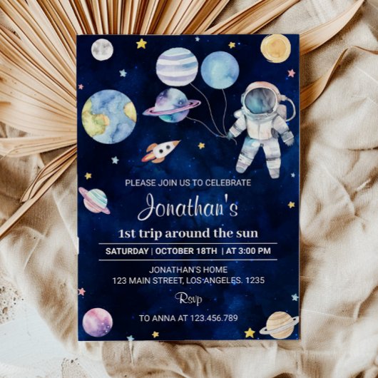 宇宙惑星ボーイ1歳の招待状 招待状