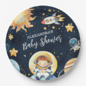 宇宙惑星ロケット海軍ブルーベビーシャワー ペーパープレート (正面)