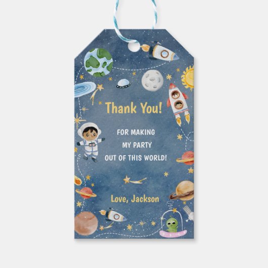 宇宙惑星ロケット船ありがとうギフトラベル ギフトタグ (正面)