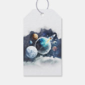 宇宙惑星ロケット船ありがとうステッカー ギフトタグ (裏面)