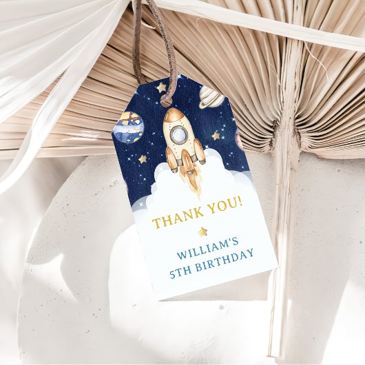 宇宙惑星ロケット船ありがとう ギフトタグ