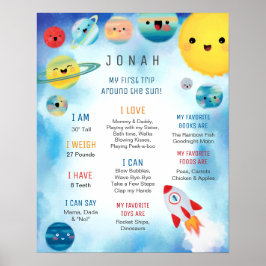 宇宙惑星ロケット船誕生日 ポスター