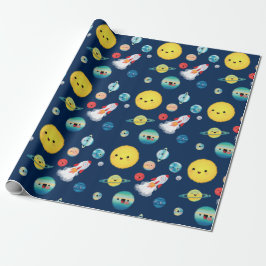 宇宙惑星ロケット船誕生日 ラッピングペーパー