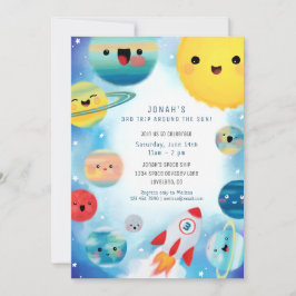 宇宙惑星ロケット船誕生日 招待状