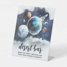 宇宙惑星ロケット誕生日カスタム標識 台座サイン