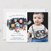 宇宙惑星写真第1回誕生日 招待状 (正面)