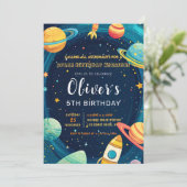 宇宙惑星子供の誕生日パーティの招待状 招待状 (スタンド正面)