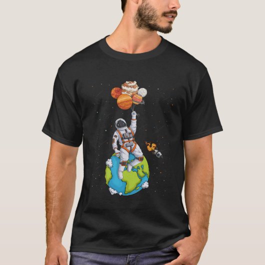 宇宙惑星宇宙人システム太陽のメンズ Tシャツ (正面)
