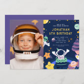 宇宙惑星宇宙宇宙結線誕生日 招待状 (正面/裏面)