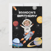 宇宙惑星宇宙飛行士の写真の誕生日の招待 招待状 (正面)