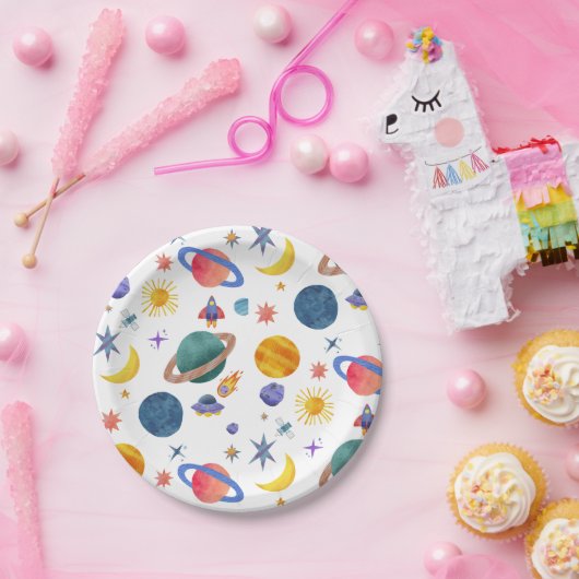 宇宙惑星宇宙飛行士ムーンスターズ誕生日 ペーパープレート (パーティー)