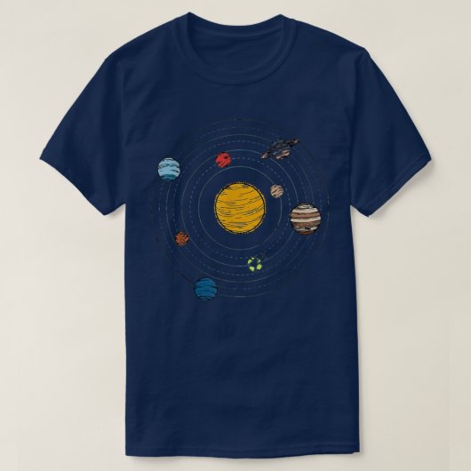 宇宙惑星宇宙飛行士宇宙日月星 Tシャツ (デザイン正面)