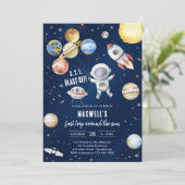 宇宙惑星宇宙飛行士少年 誕生日 招待状 (スタンド正面)