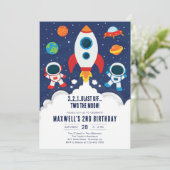 宇宙惑星宇宙飛行士少年 誕生日 招待状 (スタンド正面)