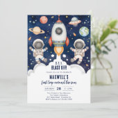 宇宙惑星宇宙飛行士少年 誕生日 招待状 (スタンド正面)