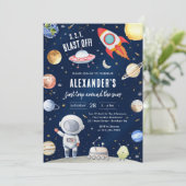 宇宙惑星宇宙飛行士少年 誕生日 招待状 (スタンド正面)