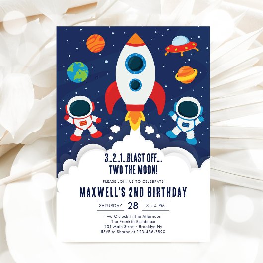 宇宙惑星宇宙飛行士少年 誕生日 招待状