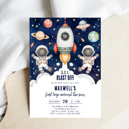 宇宙惑星宇宙飛行士少年 誕生日 招待状