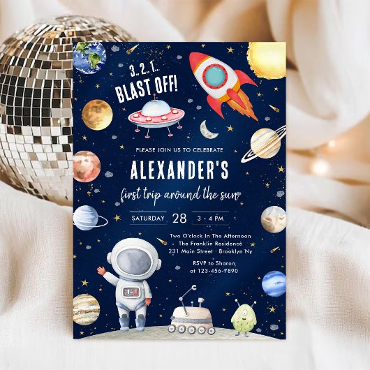 宇宙惑星宇宙飛行士少年 誕生日 招待状