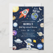 宇宙惑星宇宙飛行士少年 誕生日 招待状 (正面)