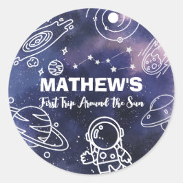 宇宙惑星宇宙飛行士1世誕生日ボーイ ラウンドシール