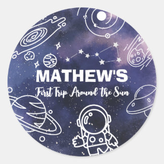 宇宙惑星宇宙飛行士1世誕生日ボーイ ラウンドシール