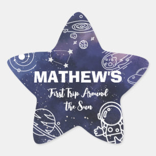 宇宙惑星宇宙飛行士1世誕生日ボーイ 星シール