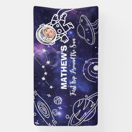 宇宙惑星宇宙飛行士1世誕生日ボーイ 横断幕 (縦)