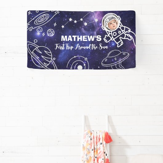 宇宙惑星宇宙飛行士1世誕生日ボーイ 横断幕 (インサイチュ)