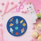 宇宙惑星星銀河系ブルー ペーパープレート (パーティー)