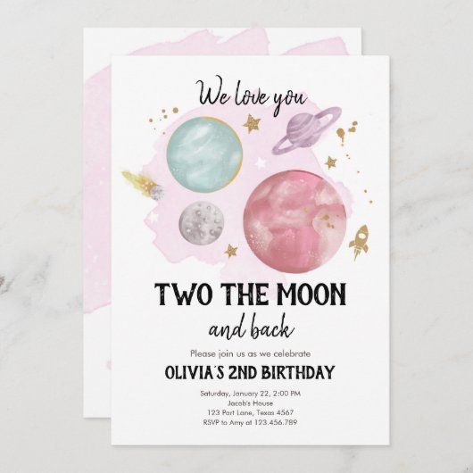 宇宙惑星第2誕生日招待状 招待状 (正面/裏面)