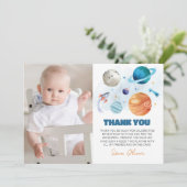 宇宙惑星誕生日写真サンキューカード サンキューカード (スタンド正面)