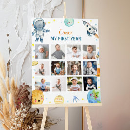 宇宙惑星誕生日写真マイルストーン記号 ポスター