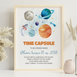宇宙惑星誕生日時間カプセル標識 ポスター