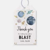 宇宙惑星金ゴールド少年誕生日ありがとう ギフトタグ (正面)