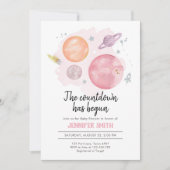 宇宙惑星銀河系ガールベイビーシャワー 招待状 (正面)