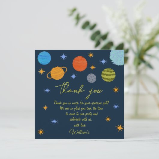 宇宙惑星銀河系スターズボーイベビーシャワー サンキューカード (スタンド正面)