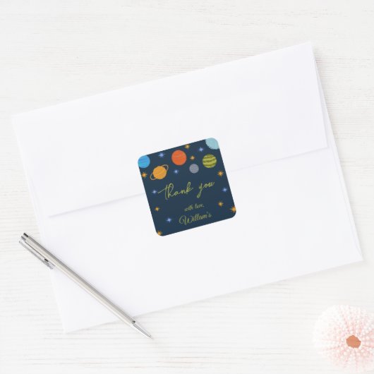 宇宙惑星銀河系スターズボーイベビーシャワー スクエアシール (封筒)