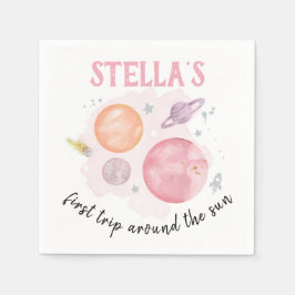 宇宙惑星銀河系ピンクガール1st誕生日 スタンダードカクテルナプキン