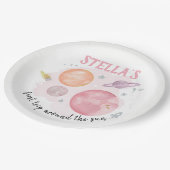 宇宙惑星銀河系ピンクガール1st誕生日 ペーパープレート (アングル)