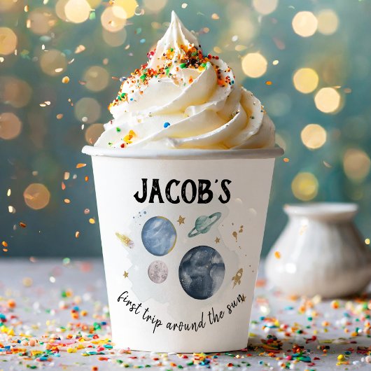 宇宙惑星銀河系ファーストトリップボーイ誕生日 紙コップ