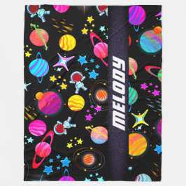 宇宙惑星銀河系月と星のパターン フリースブランケット