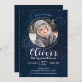 宇宙惑星1st誕生日ブラストオフ 招待状 (正面/裏面)