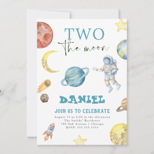 宇宙惑星2nd誕生日招待状 招待状 (正面)