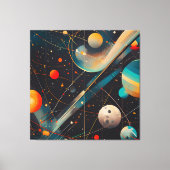 宇宙惑星&オービット – レトロ未来的 キャンバスプリント (正面)